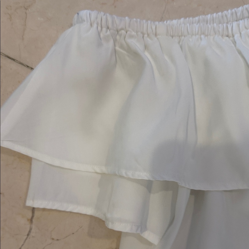 Halston Heritage Ruffled Off-Shoulder White Tube Top - Picture 9 of 11